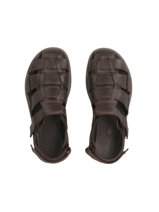 Mens Clarks Saltway Cove Fisherman Sandal. Dark Brown Leather, 26176900 main image 4